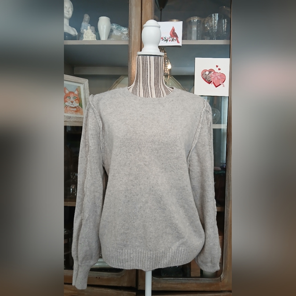 7 For All Mankind Raw Hem Sleeve Light Grey - xl